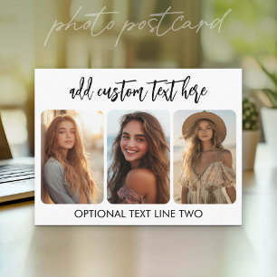 3 Photo Collage with trendy bounce script Postcard
