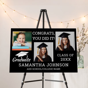 3 Photo Congrats Class Of 2025 Graduation Black  Foam Board