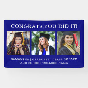 3 Photo Congrats Graduate 2025 Graduation Blue Banner