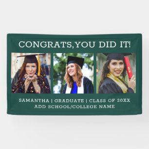 3 Photo Congrats Graduate 2025 Graduation Green Banner