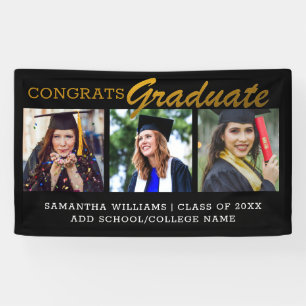 3 Photo Congrats Graduate 20262 Black And Gold Banner