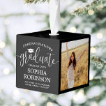 3 Photo Congratulations Modern Graduation Black Cube Ornament<br><div class="desc">Commemorate the graduate's achievement with a custom 3 photo graduation cube Christmas ornament. Pictures and wording on this template are simple to customize. (IMAGE PLACEMENT TIP: An easy way to center a photo exactly how you want is to crop it before uploading to the Zazzle website.) Include any favorite inspirational...</div>