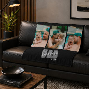3 Photo Coolest Dad Est. Custom Year - Dad Gift Fleece Blanket