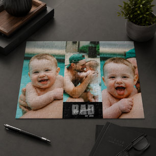 3 Photo Coolest Dad Est. Custom Year - Dad Gift Jigsaw Puzzle