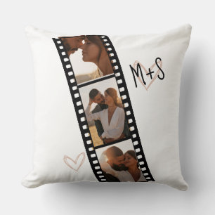 3 Photo Couples Filmstrip Boyfriend Girlfriend Throw Pillow