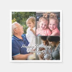 3-Photo Custom Party Napkins Personalized Text
