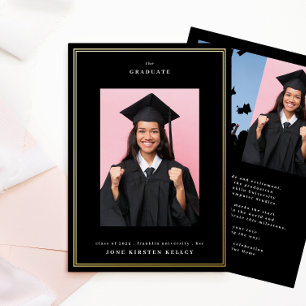 3 Photo Custom School Formal Gold Frames Graduate Foil Invitation