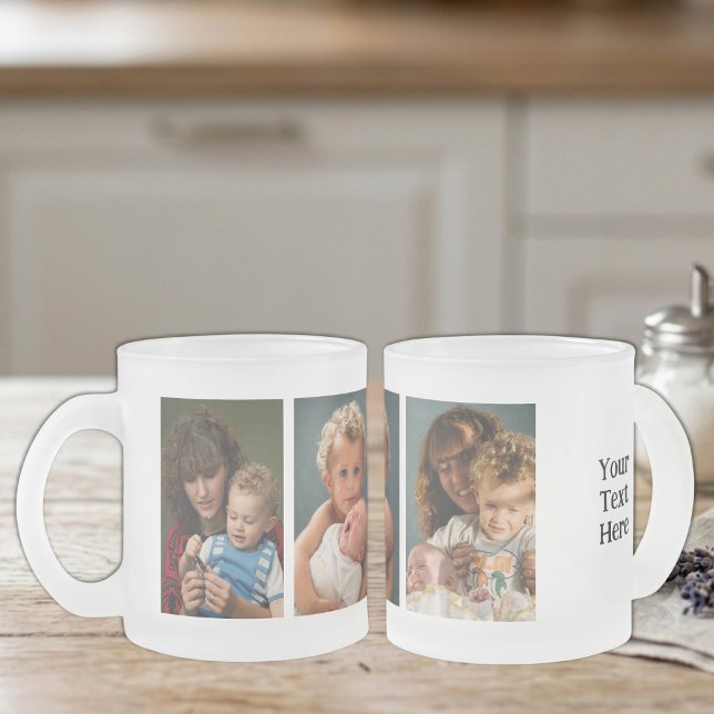 3 photo custom text  frosted glass coffee mug (Creator Uploaded)