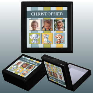 3 photo cute animals name blue keepsake gift box