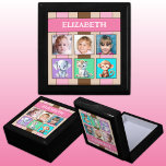 3 photo cute animals name pink brown keepsake<br><div class="desc">Keepsake Gift Box for children.
Replace the 3 photos with your own and add a name.
Pink,  brown and cream,  with stripes and cute baby animals.</div>
