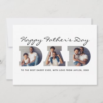 3-photo "dad" Cutout Personalized Father's Day Holiday Card by ovenbirddesigns at Zazzle