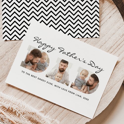 3-Photo "Dad" Cutout Personalized Father's Day Holiday Card