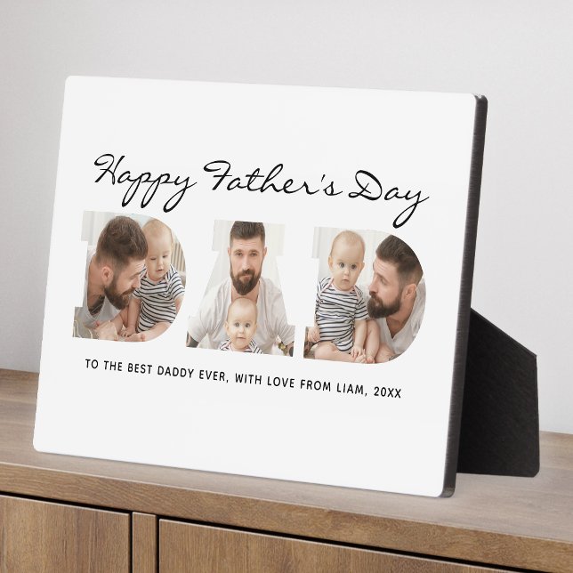 3-Photo "Dad" Cutout Personalized Father's Day Plaque (Creator Uploaded)