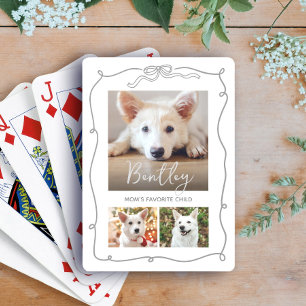 3 Photo Dog Gray Doodles Mom Favorite Child White Poker Cards