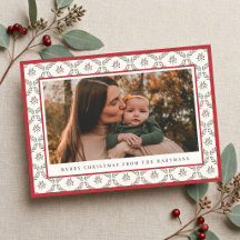 3 Photo Elegant Berry Botanical Pattern Christmas