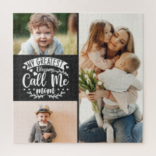 3 photo family collage mom keepsake mothers day jigsaw puzzle
