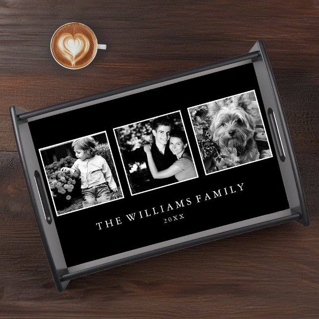3-Photo Family Collage Personalized Serving Tray (Creator Uploaded)
