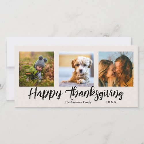 3_Photo Family Happy Thanksgiving Holiday Card