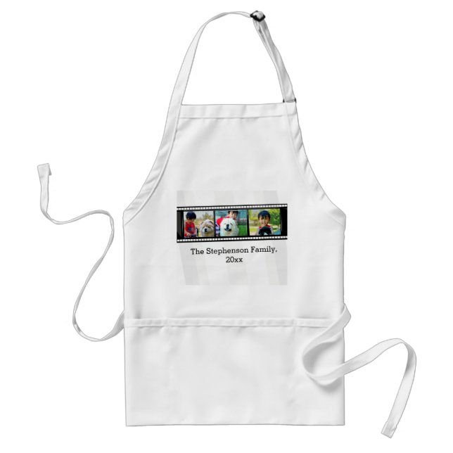 3-Photo film strip personalized photo Adult Apron (Front)