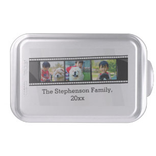 3-Photo film strip personalized photo Cake Pan