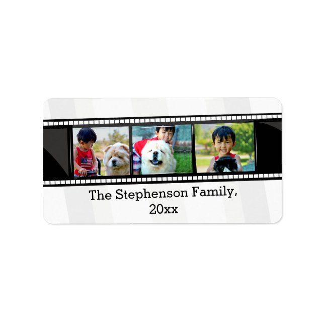 3-Photo film strip personalized photo Label (Front)