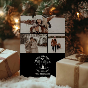 3 Photo First Christmas as Mr. & Mrs Holiday Card