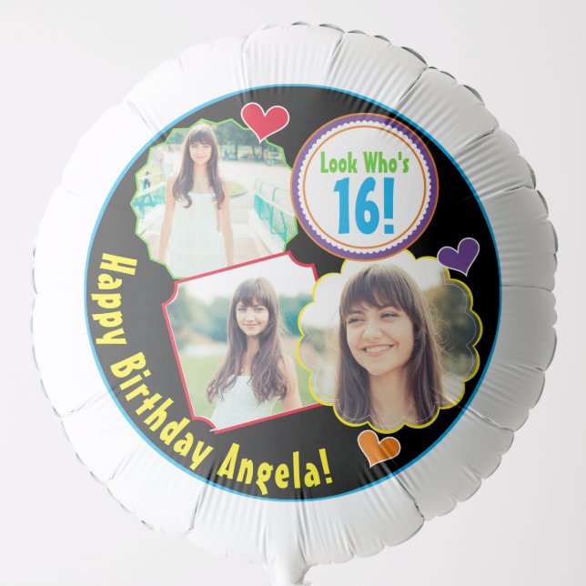 3 Photo Frame Add Your Own Custom Photo Birthday Balloon (Front)