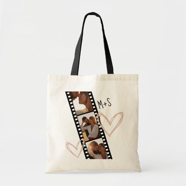 3 Photo Friends Couple BFF Trendy Film Minimalist Tote Bag (Front)