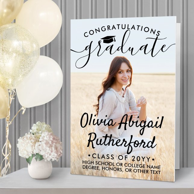 3 Photo Giant Graduation Congrats Black Script Card (Creator Uploaded)