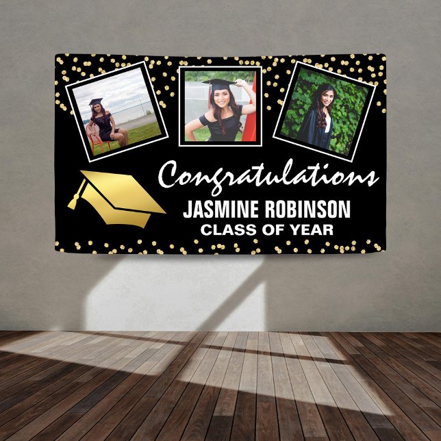 3 Photo Gold Graduate Graduation 2026 Banner (Creator Uploaded)