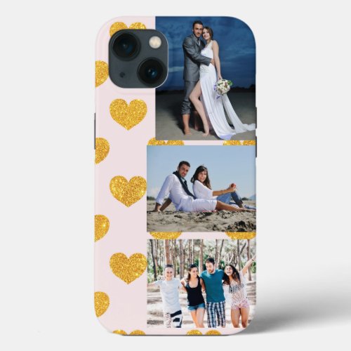 3 Photo gold hearts Case_Mate iPhone Case