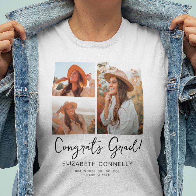 3 Photo Graduate Graduation Tri-Blend Shirt (Creator Uploaded)