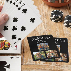 3 Photo Grandma Est Year Custom Name Number Grands Poker Cards