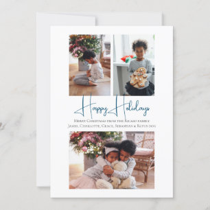 3 Photo Happy Holidays Christmas Skating Children Holiday Card