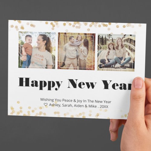 3 Photo Happy New Years Holiday Postcard