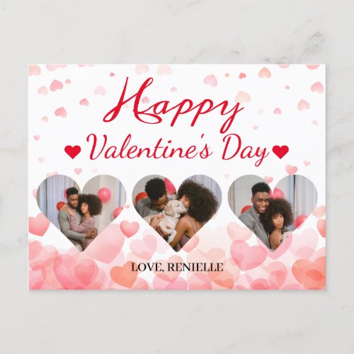 3 photo Heart collage valentines day couple Holiday Postcard