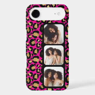 3 Photo Hot Pink And Gold Leopard Print iPhone 17 Air Case