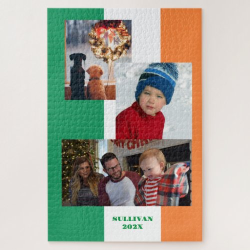 3 Photo Irish Flag Family Collage Jigsaw Puzzle