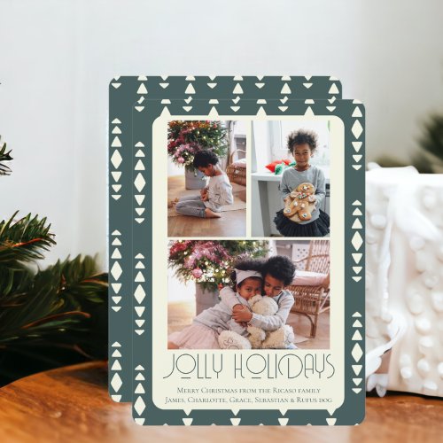 3 Photo Jolly Holidays Christmas Holiday Card