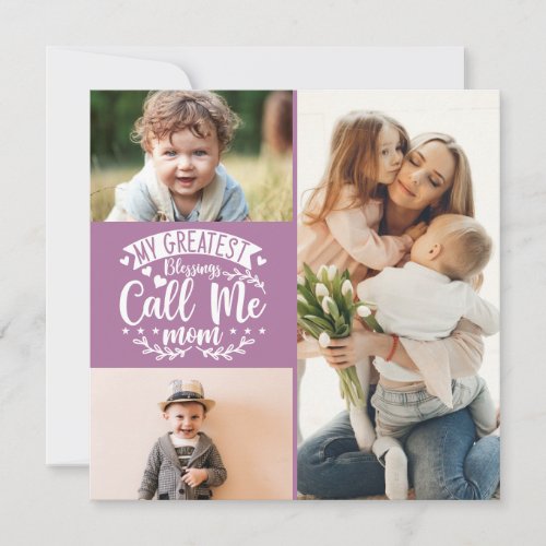 3 photo kids collage mom keepsake mothers day card