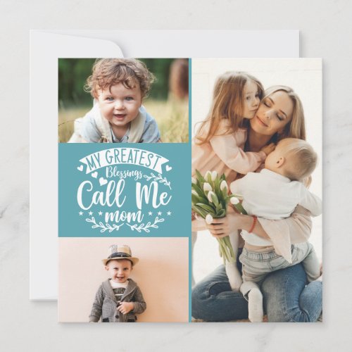 3 photo kids collage mom keepsake mothers day card