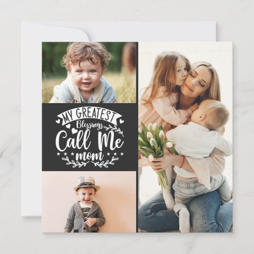 3 photo kids collage mom keepsake mothers day card