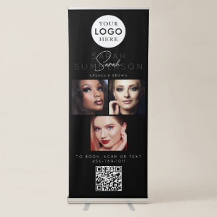 3 Photo Lashes Brows Makeup Appointment QR Code Retractable Banner