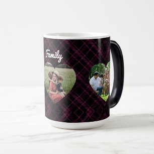3 Photo love hearts buffalo plaid Color Morph Mug