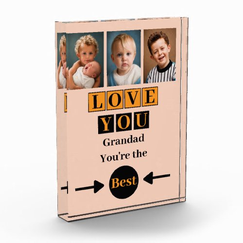 3 photo love you grandad orange block