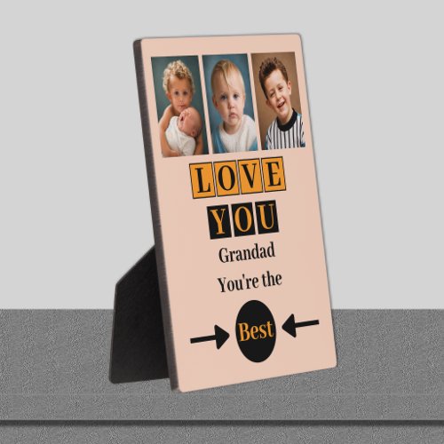 3 photo love you grandad orange plaque