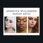 3 Photo Makeup Artist Business Postcard<br><div class="desc">Makeup Artist 3 Photo Gold and Black Business Postcard</div>