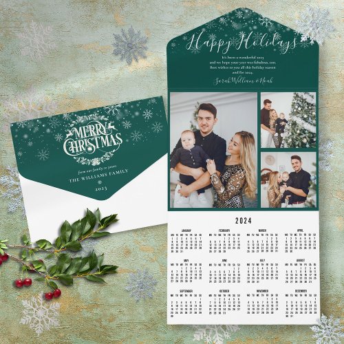 3 Photo Merry Christmas 2024 Calendar Card