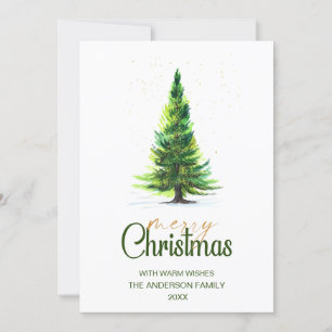 3 PHOTO Merry Christmas Minimalist Tree Greeting Invitation