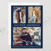 3 Photo Model Actor Comp Card - Blue Front (Front/Back)